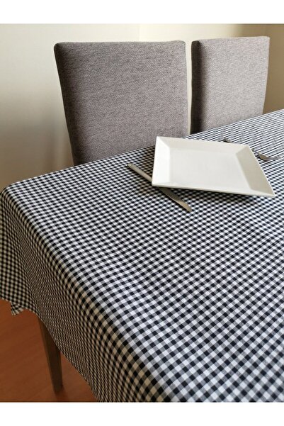 Melis Home مفرش طاولة، أسود مربعات، 170x170