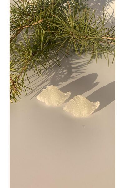 MISS GOLDEN Neon Yeşil Renkli Fosforlu Deniz Kabuğu Istiridye Şekilli Küpe Gümüş Aksesuarlı El Yapımı Epoksi