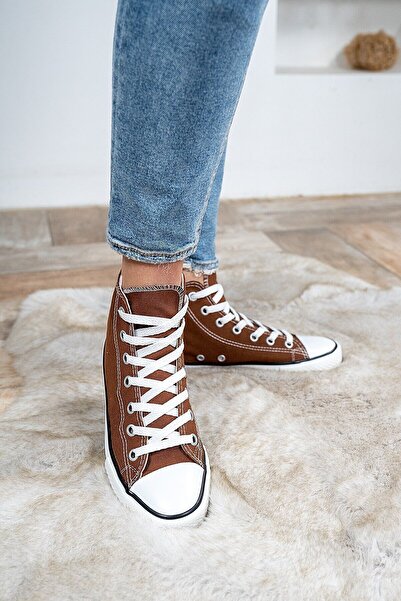 StWenn Women's Brown Linen Convers Model Sneaker