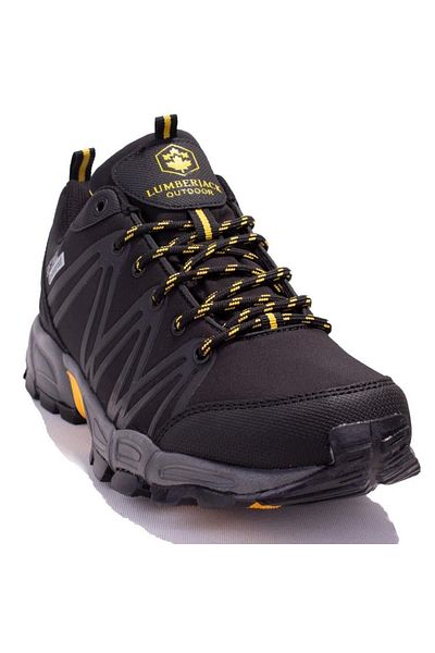lumberjack Shell Black Yellow - Pantofi sport ortopedici pentru bărbați pentru exterior, impermeabili