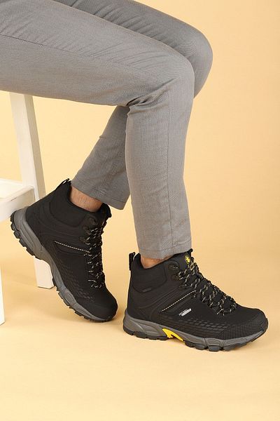 lumberjack Flake Hi Waterproof Ανδρικά Boat Παπούτσια Μαύρο - Κίτρινο