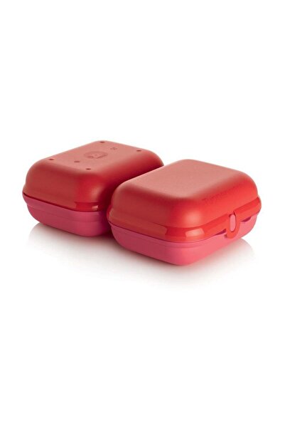Tupperware Istiridye Kırmızı Pembe 2 Li Set Beslenme Kutusu