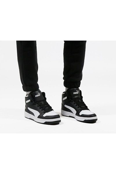 Puma Rebound Layup Sl Unisex Casual Παπούτσια Μαύρο-Λευκό