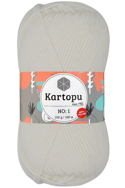 Kartopu Νο.1 Λευκό Πλεκτό Χέρι κατά του πιτσιλίσματος - Νήμα Κ010