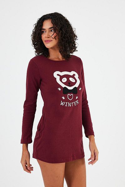 Penyelux Claret Red Women's Tunic - Comfortable Long Sleeve, Hijab Crew Neck