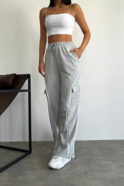 BW Bravely Wear بنطال رياضي أسود بخصر مطاطي وجيب كارجو