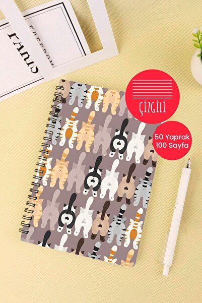 Anime Marketi دفتر مدرسي على شكل مؤخرة قطة مقاس A5، 50 ورقة، 100 صفحة - مسطر