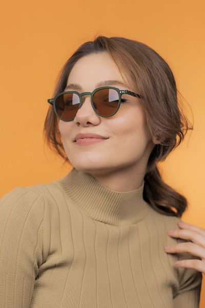 LUNOX Lucia Matte Green Unisex Sunglasses