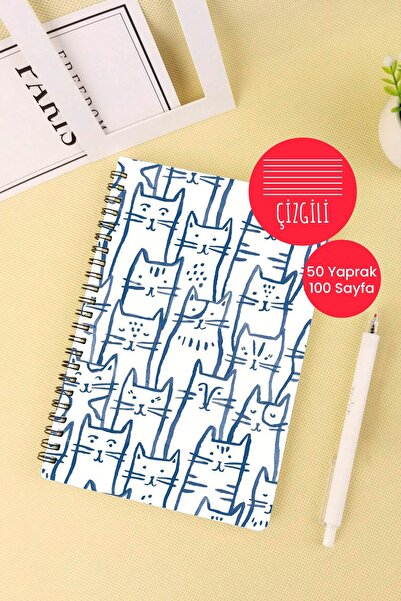 Anime Marketi Cat Themed A5 Spiral School Notebook 50 Sheets 100 Pages - Ruled