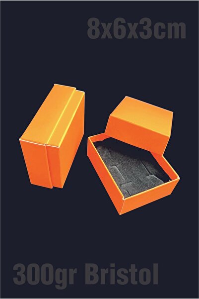 Örün Matbaa Turuncu 8x6x3cm Süngerli Takı Kutusu Kolye, Bileklik, Mini Set Kutusu 25 Adet Demonte Sevk