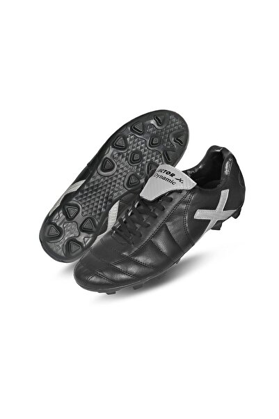 Vector X Dynamic Football Shoes (Black/Silver, 7 UK/ 8 US/ 41 EU) | Synthetic Leather | PVC sole