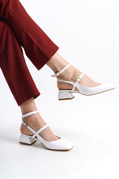 moon glow White Patent Leather Mary Jane - Square Toe, Hard Hat, Short Block Heeled New Season Women's Shoes