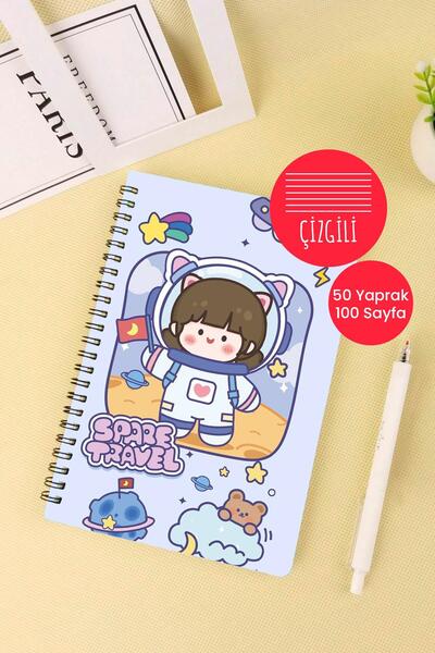 Anime Marketi دفتر ملاحظات مدرسي احتياطي للسفر مقاس A5 حلزوني 50 ورقة 100 صفح...