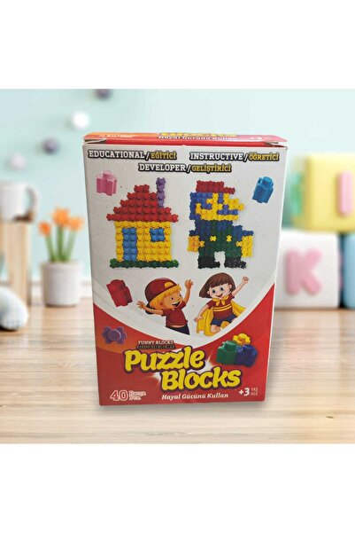 Ayver PUZZLE BLOCKS FUNNY BLOCKS 40 PARÇA EĞİTİCİ OYUNCAK