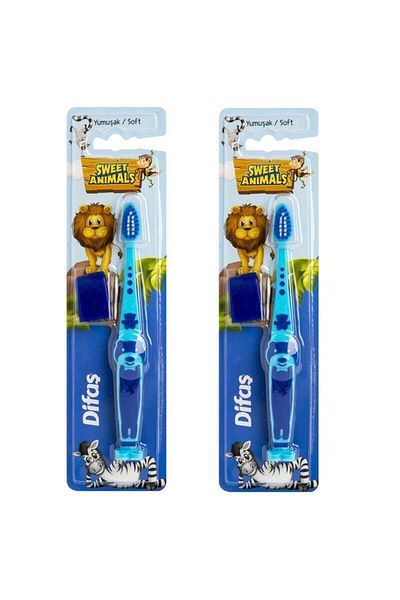 Difaş Sweet Animals Children's Toothbrush Soft/Soft Blue