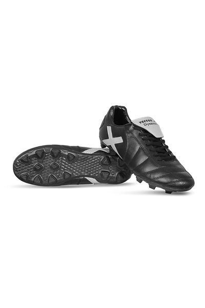 Vector X Dynamic Football Shoes (Black/Silver, 7 UK/ 8 US/ 41 EU) | Synthetic Leather | PVC sole