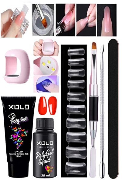 xolo 9 Parça Polijel Uygulama Seti Sevilen Renkler Serisi Poligel Akril Prote...
