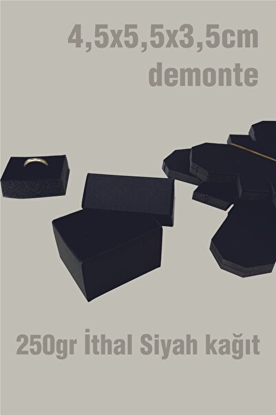 Örün Matbaa İthal Kağıt Siyah Renk Süngerli Yüzük Kutusu 5,5x4,5x3,5cm - 24 Adet Demonte Sevk