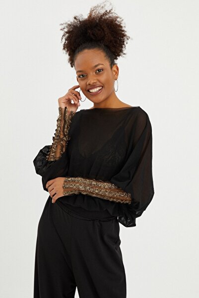 Quincey Kol Detay Tül Bluz