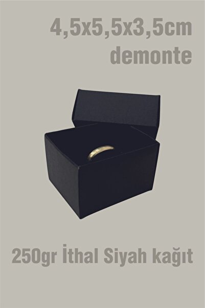Örün Matbaa İthal Kağıt Siyah Renk Süngerli Yüzük Kutusu 5,5x4,5x3,5cm - 24 Adet Demonte Sevk