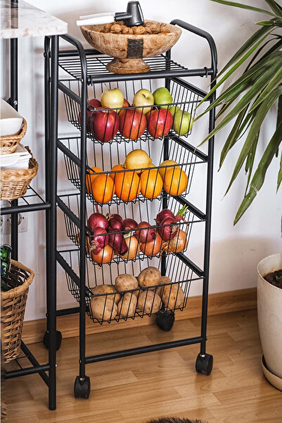 Weblonya Sebzelik Meyve Sebze Rafı Mutfak Rafı Tekerlekli Raf 5155