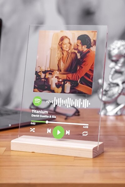 VİP TEDARİK Kişiye Özel Spotify Barkodlu Şeffaf Plak - Sevgiliye Hediye Arkad...