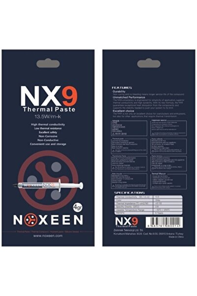 Noxeen Nx9 Yüksek Performanslı Termal Macun 13.5w/m-k 4gr.