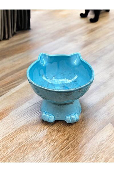 ALFO High Ceramic Food Bowl - with Paw and Ear Figure