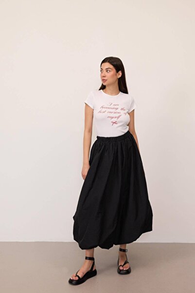 Addax Long Balloon Skirt - Elastic Waist E 241002 -Asn75