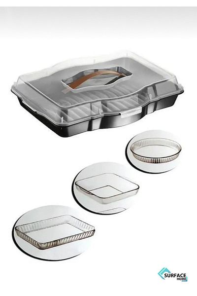 SURFACE Home Trio Cake/Burglass Carrying Container-smoked