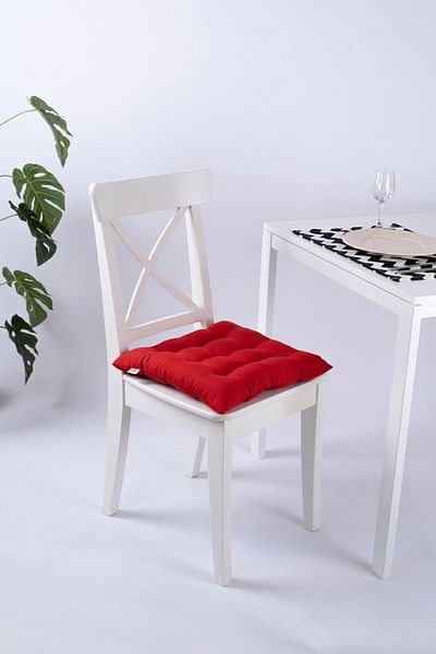 ALTINPAMUK Daisy Fluffy Red Cushion Chair - 9 Stitched Lace up Chair