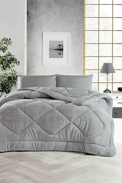 ELY PARKER King Size Quilt, Colorful, Wellsoft, Plush Soft, Double Sided, 215x235 (220x240) Gray