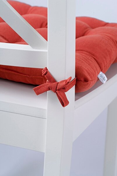 ALTINPAMUK Daisy Pofidik 9 Stitched Brick Colored Chair - Lace-Up Cushion