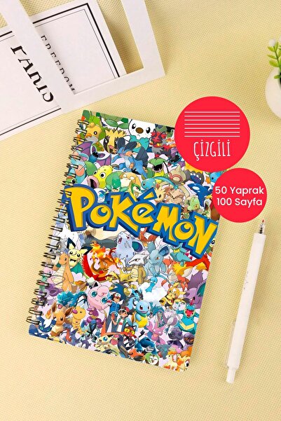 Anime Marketi Pokemon Themed A5 Spiral School Notebook 50 Sheets 100 Pages - Striped
