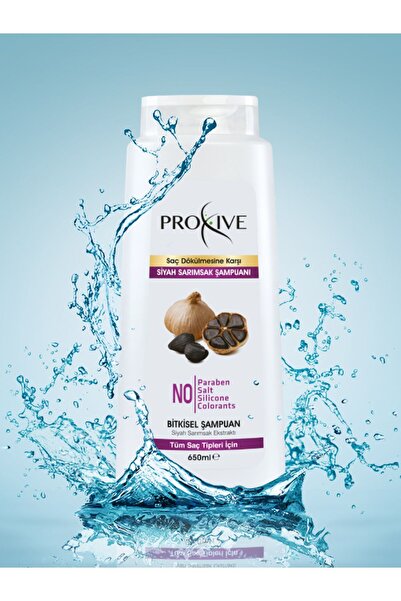 PROXİVE Tuzsuz Parabensiz Silikonsuz Boyasız Siyah Sarımsak Özlü Bitkisel Şampuan 650 ml X 3 Lü