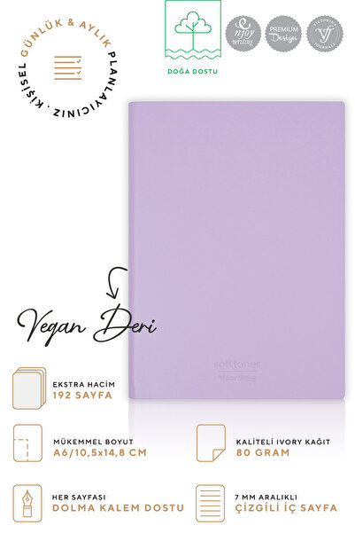 Victoria's Journals دفتر ملاحظات مخطط Softtons A6 مع غطاء مرن - 96 yp Cream