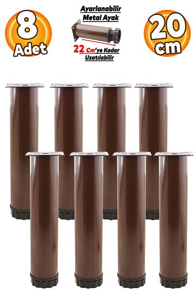 Badem10 Mobilier reglabil Canapea Consolă Fotoliu Suport metalic Riser Picior cafea 20 Cm 8 buc