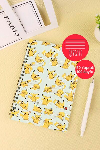 Anime Marketi دفتر ملاحظات مدرسي حلزوني حلزوني مقاس A5 بطابع بوكيمون 50 ورقة ...