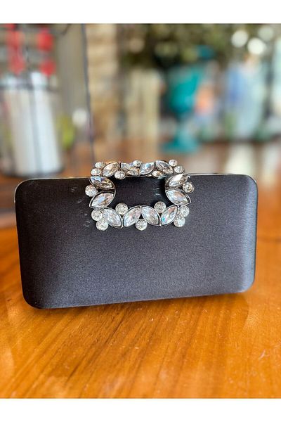 Blacktavern Geantă pentru rochie de seară din satin - acoperită cu detalii de piatră elegantă, model 704