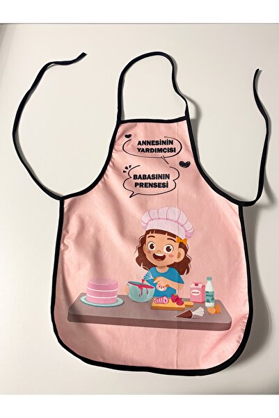 KÜPPELİ ACCESSORİES Çocuk Mutfak Ve Etkinlik Önlüğü Prenses Figürlü 46cm Boy 35cm En Bağlanabilir Tasarımlı Kumaş Önlük