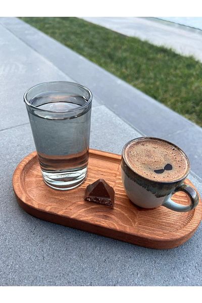 BÜYÜLÜ HOME Stand Oval Wooden Stand Six Oil Pot Coffee Serving Holder Soap Dish Six Snack Bowl Serving Plate