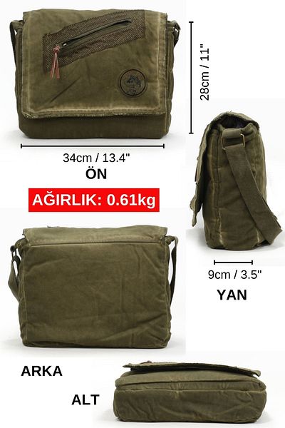 Old Cotton Cargo 7136 Robbie Green Vintage βαμβακερή τσάντα από καμβά - 14 ιντσών Laptop Casual Shoulder/School/Travel Bag