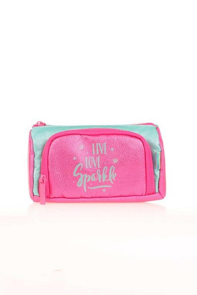 KAUKKO Sparkle Plump Pink Green Pencil Bag - K2617