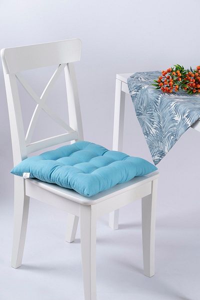 ALTINPAMUK Daisy Pofidik Turquoise Chair - 9 Stitched Cushions with Laces