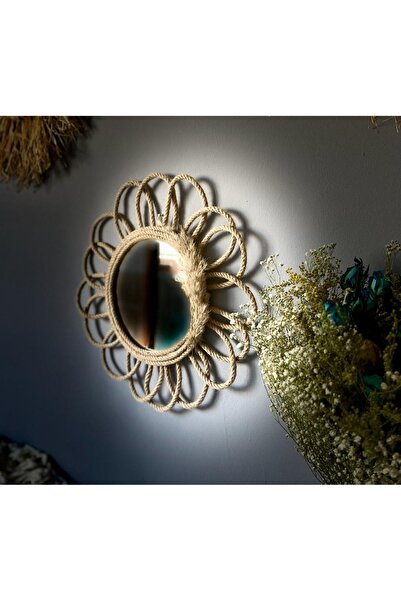 kattuna Wall Decoration Art Hasır Ayna Duvar Dekorasyon Ürünü Tekli