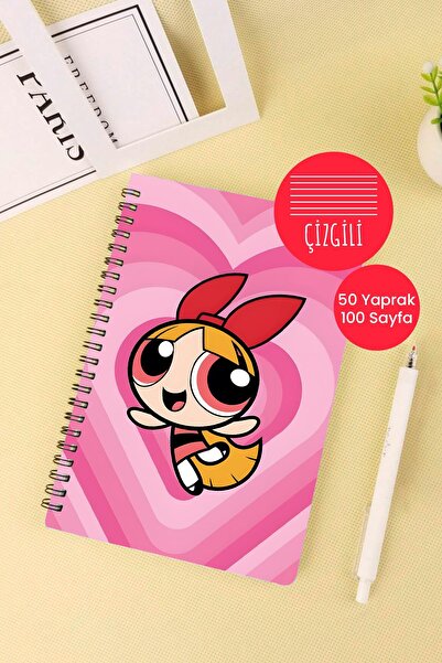 Anime Marketi Powerpuff Girls Temalı A5 Spiralli Okul Defteri 50 Yaprak 100 S...