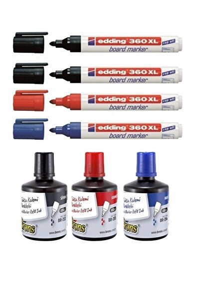 Siriderya 4 Adet Edding Doldurulabilir Tahta Kalemi Ve 3 Renk 100 Cc Tahta Ka...