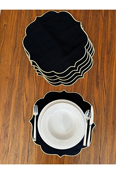 NURHAN HOME COLLECTION 6 Adet Gold Nakışlı Amerikan Servis Supla