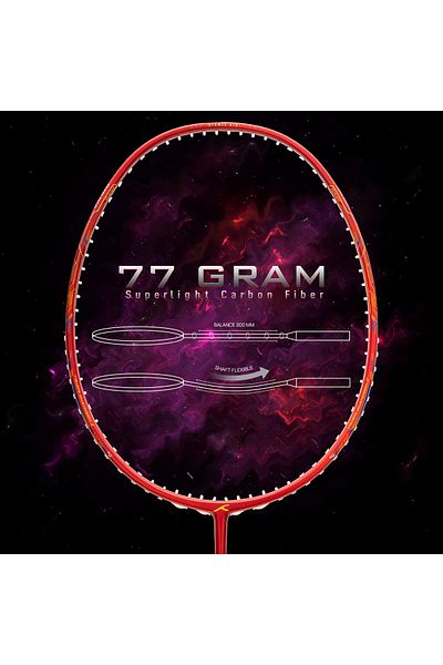 Hundred Atomic Air 77 Carbon Fibre Strung Badminton Racket with Full Racket Cover