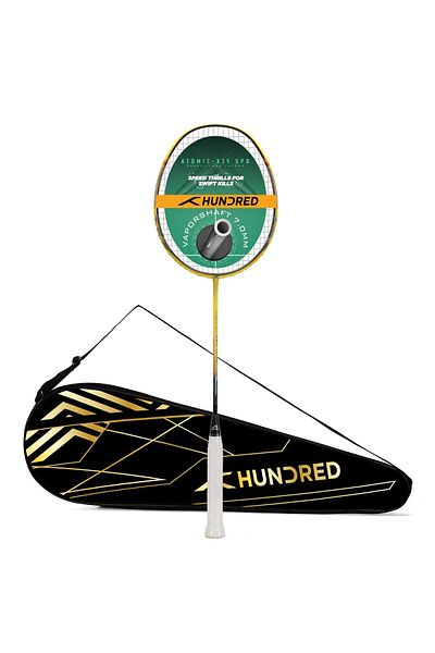 Hundred ATOMIC-X 35 SPD Carbon Fibre Strung Badminton Racket with Full Racket Cover
